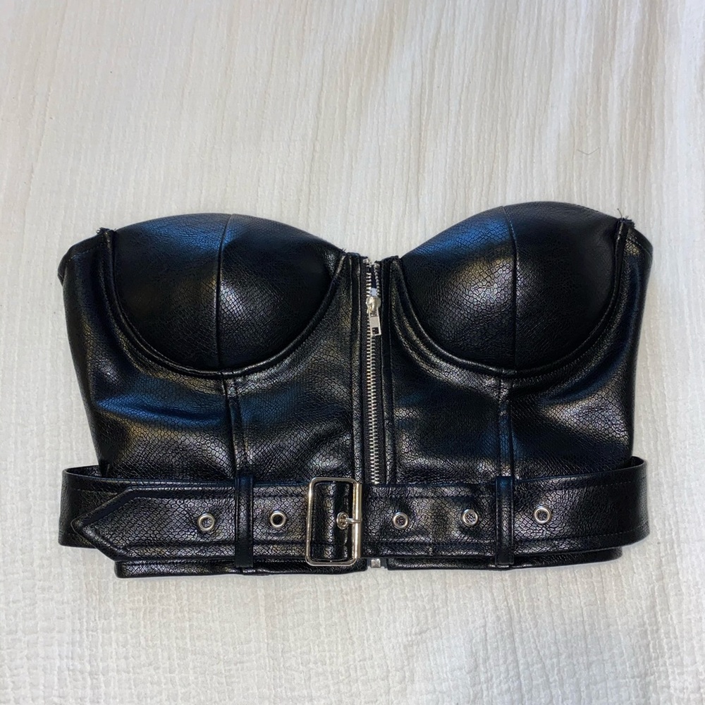 Princess polly corset black leather top